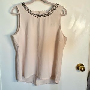 New Jewelled creamy pink sleeveless blouse XL